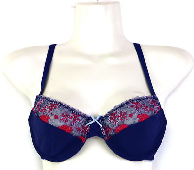 Neu Bügel-BH Gr. 36 (B) Dunkelblau Damen Bra Unterwasche