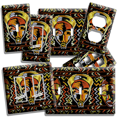 AFRICAN MASK TRIBE CHIEF WARRIOR GRAFFITI LIGHT SWITCH OUTLET WALL PLATES DECOR