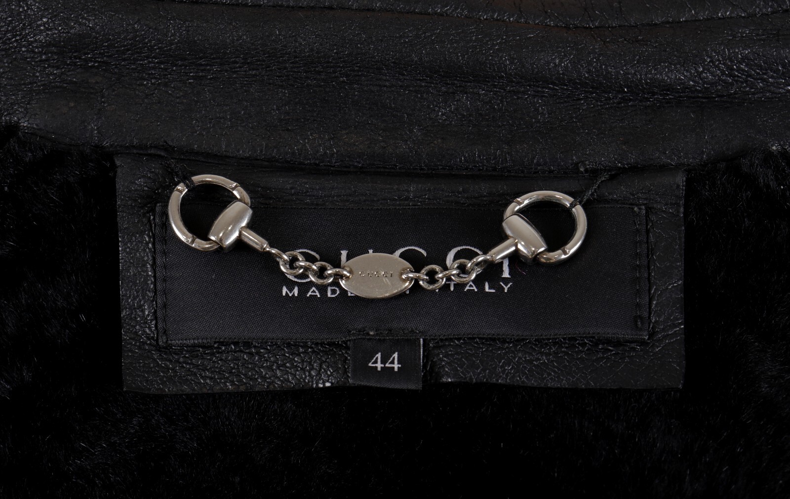 Women's Gucci Size IT44 Black Leather Shearling Lining Miltipocket Biker Jacket image 5