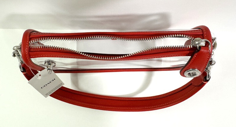 Coach Stadium Swinger Bag Clear with Red + Coach Dust Bag