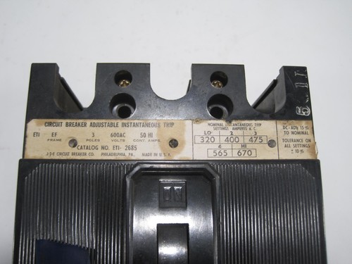 I-T-E Siemens ETI-2685 50 A 600 V 3-Pole Circuit Breaker EF Frame - Foto 7 di 7