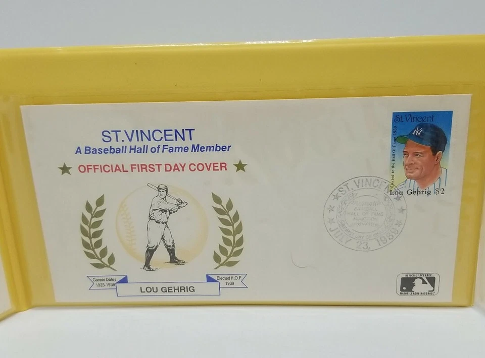 1992 St. Vincent Hall of Fame Legends - First Day Covers - RUTH - GEHRIG - COBB - Image 4 of 4
