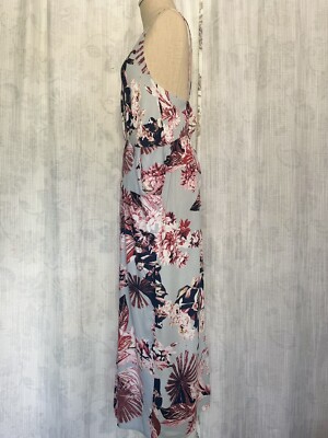 Garage 16 Crisscross Floral Print Cocktail Summer Dress Blue Pink Size L |  eBay