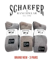 Schaefer Ranch Wear  Boot Socks Merino Wool 3 Pairs Mens Large 10-13 - New !