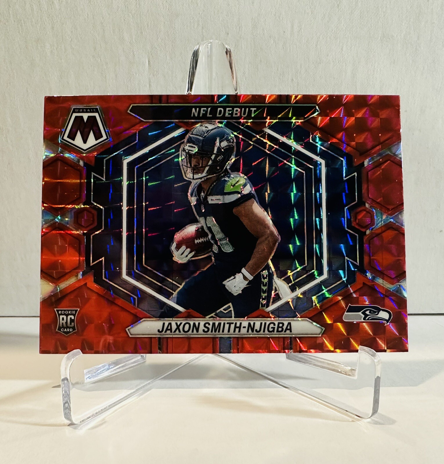 2023 Mosaic Jaxon Smith-Njigba Red Hobby Prizm NFL Debut Rookie Seahawks RC