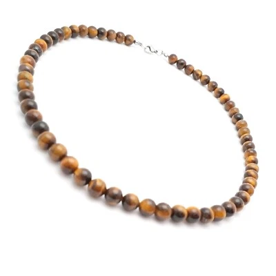Halskette Tigerauge perlen 8mm Surfer perlenkette Handmade geschenk tiger auge - Bild 1 von 4