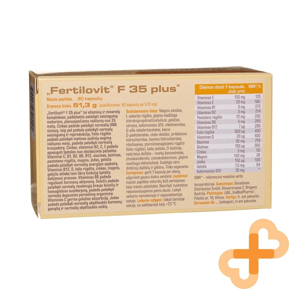 FERTILOVIT F 35 PLUS Women Fertility Supplement 90 Capsules Multimineral Vitamin - Image 2 of 4