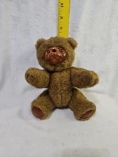 Robert Raikes Teddy Bear Brown on Brown, Vintage Wooden Face Paws 1985