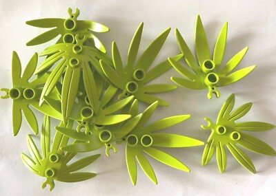 NEW 10 Pieces Lego Plant Leaves SWORDLEAF with OPEN O CLIP 6x5 10884 LIME GREEN