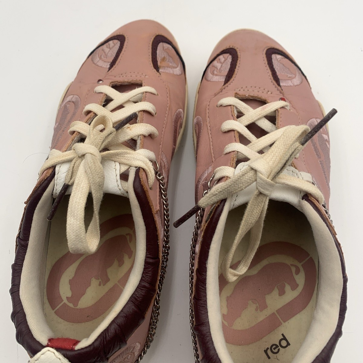 Womens Shoes Marc Ecko Red Sz 7.5 Pink Sneakers W/ Chain Detail