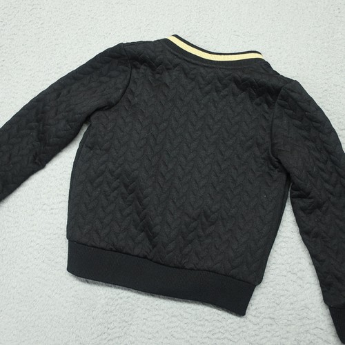 Tommy Hilfiger Jacket Girls 6 28x16 Black Cable Knit Bomber Stitched Logo Style - Picture 11 of 11
