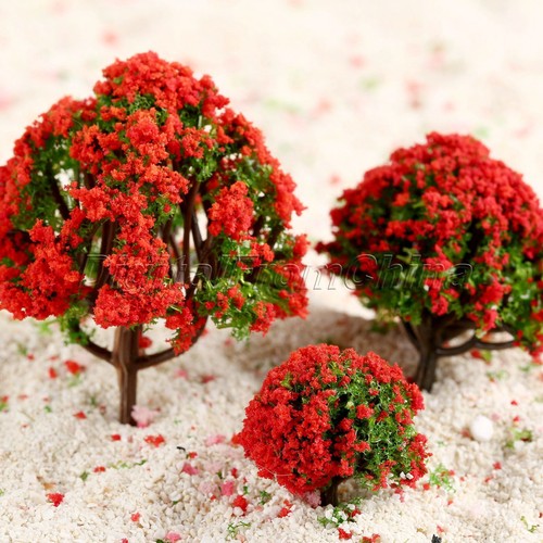 3cm-8cm Red Flower Model Trees Train Railroad Layout Scenery HO N Z Scale 10Pcs - Picture 10 of 10