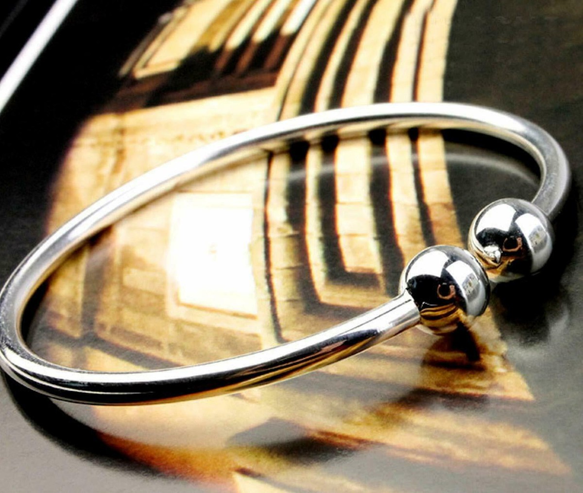 アクセサリー Italy 925 balls cuff bangle 925 Sterling Silver Plain Ball Cuff Bracelet / Men's Silver