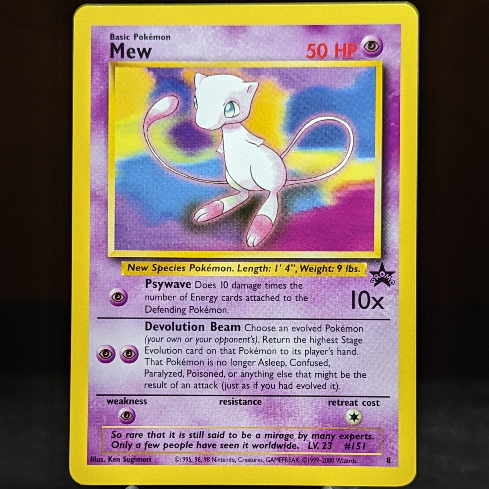 Mew 8 NM Black Star Promo WotC 2000 Vintage Pokemon Card pink tie-dye sphynx cat