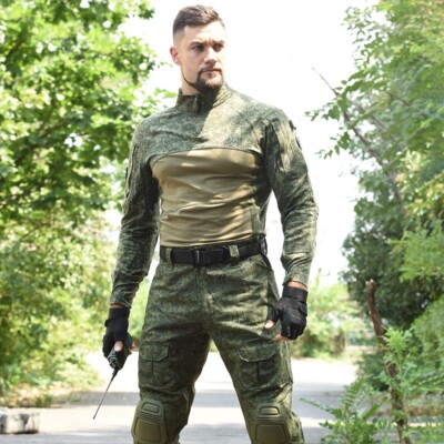 Uugood Militair T-shirt en broek, gevechtsshirt en -pakken, camouflage lange mouw uniform sets, tactisch shirt pakken voor Airsoft, paintball en jacht, CP, XL Uugood Militair T-shirt en broek, gevechtsshirt en -pakken, camouflage lange mouw uniform sets, tactisch shirt pakken voor Airsoft, paintball en jacht, CP, XL