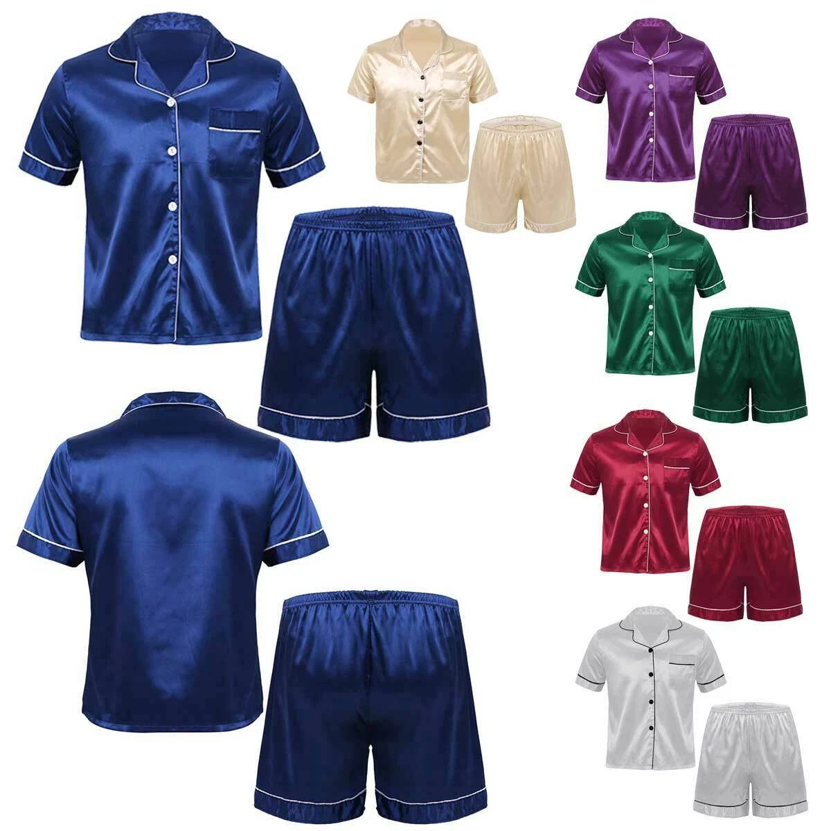Mens satin deals pajamas shorts