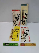 Vintage Scripto Long Erasers, Leads & Crayon Marker Lot Some New