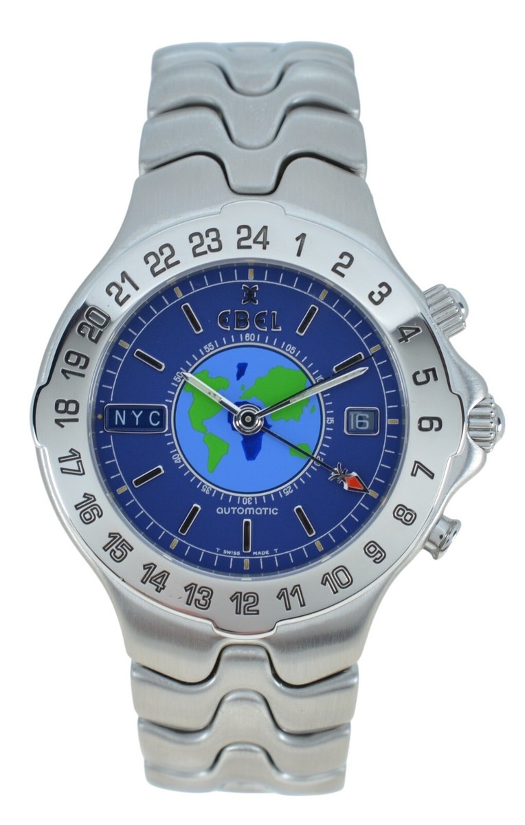 Men's 40mm Ebel Sport Wace World Timer GMT SS Automatic