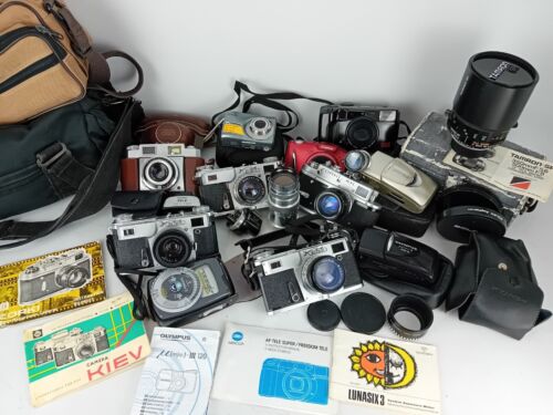 Bundle of Vintage cameras and lenses various makes Photography Film Access.