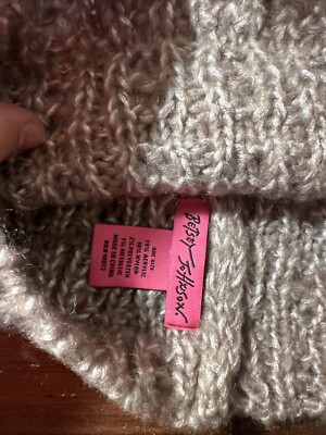 Betsey Johnson 2 pc. Set Hat and Infinity Scarf Beige with  display picture 1