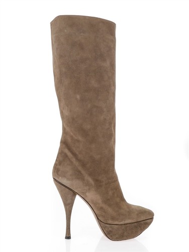 Marni Womens Dark Taupe Suede Pull On Tall Platform Knee High Boots Size 40 - Picture 3 of 5
