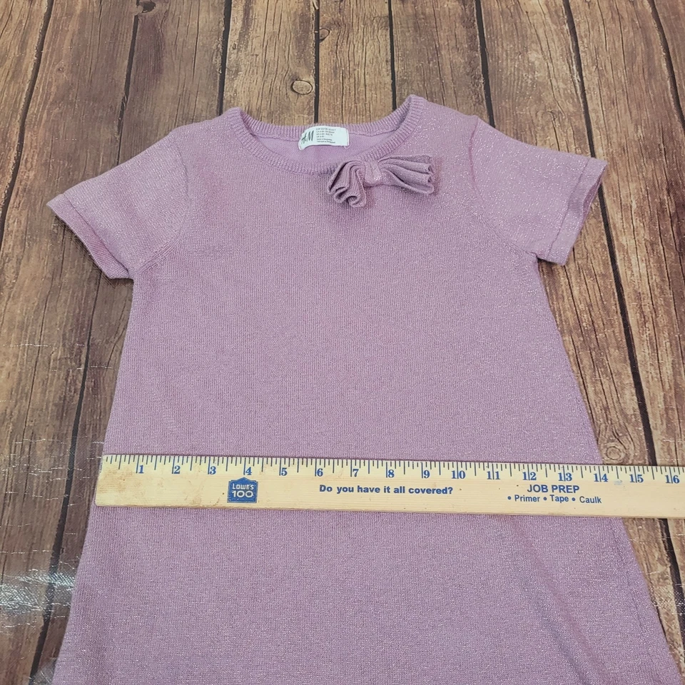 Vestido H&M Niñas Púrpura 6X/7 Suéter Funda Manga Corta Brillo Lazo Foto 3 de 4