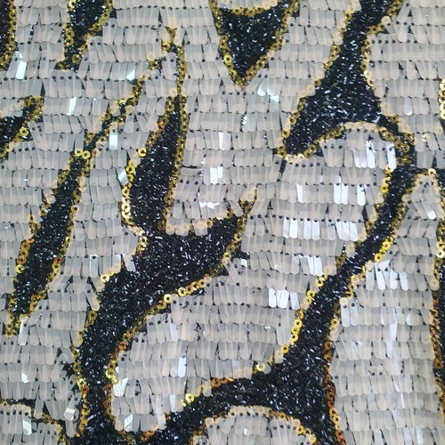 Ixiah Top Womens Sz 10 Black GOld Ivoey Sequin Glitter Crop Top Formal Event - Picture 6 of 8