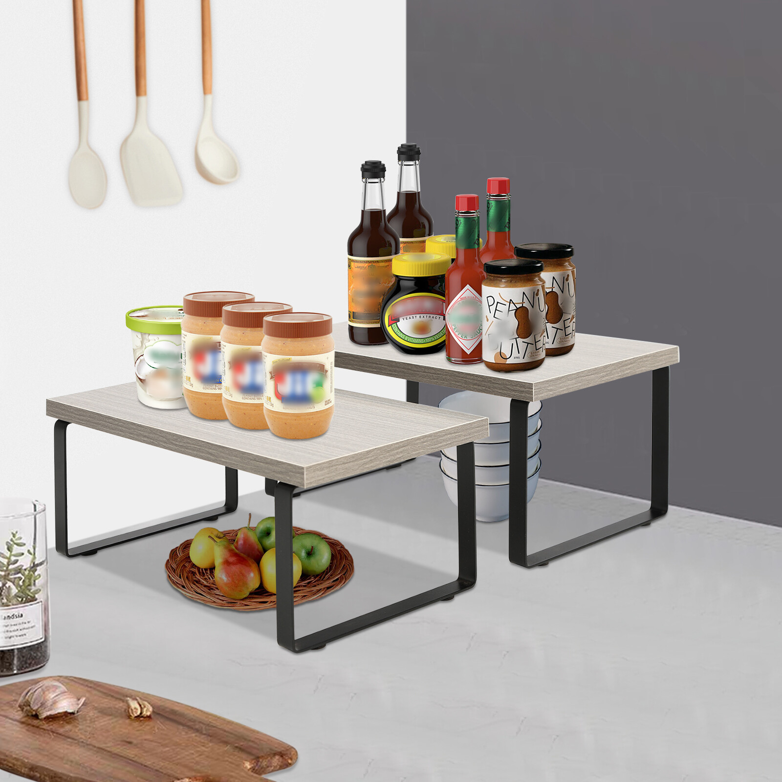 Kitchen Storage Shelf Expandable Stackable Shelf For Kitchen Cupboard