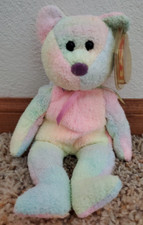 1999 TY Beanie Babies "Groovy" Bear, With Tag, Pastel Tie-Dye, EUC