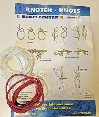 Seilflechter Knotenbeutel,2 Sorten Tauwerk, Anleitung mit 10 wichtigsten Knoten