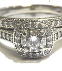 GIA 14k white gold 1.03ct round diamond Halo engagement ring wedding band 6.2g  — photo 7