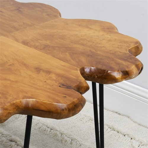 Greenage Rustic Cedar Root Live Edge Coffee Table with Hairpin Legs Heavy Thick - Picture 5 of 59