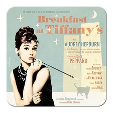 Nostalgic Art Metal Coaster Audrey Hepburn Tiffany 9x9 Cork Bottom *