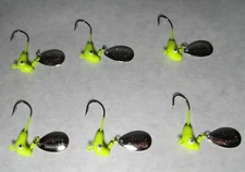 6 BLAKEMORE ROAD RUNNER YELLOW SPINNER JIG HEAD/FISHING LURES 1/8oz CRAPPIE/BASS