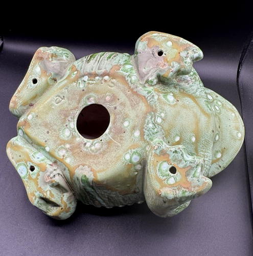 ARNELS XL Frog Toad Ceramic Drip Glaze Patio Decor Vtg Green Figurine 13" Long - Picture 12 of 12
