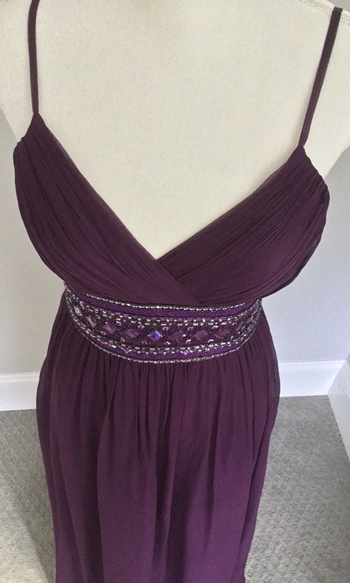 adrianna papell purple sequin dress $198 ADRIANNA PAPELL Beaded Sequin Plum Purple Short Sleeve Cocktail Dress 2 XS
