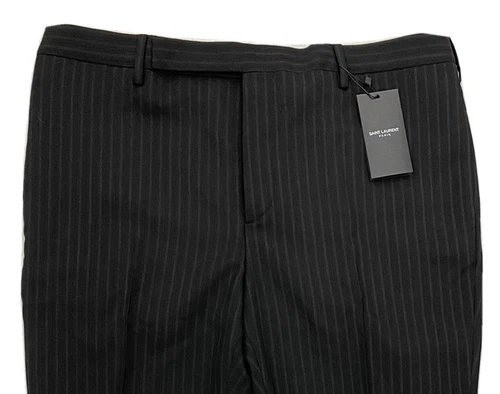 $900 Saint Laurent Black Pinstriped Pants Size EU 54, US 38 Made in Italy