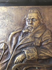 Quadro Giosuè Carducci placca sbalzata in bronzo  antico 1920