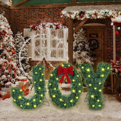 JOICEE 3 Pezzi Decorazione Natalizia da Esterno, Set Espositore Illuminato Joy Yard, - Foto 3 di 5