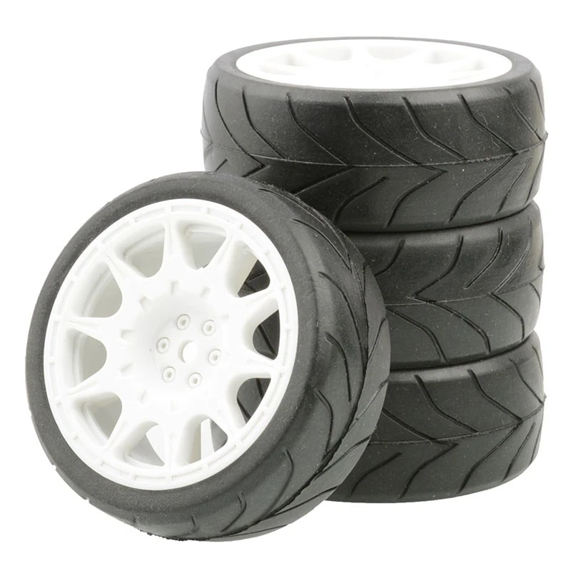 Juego de ruedas y neumáticos de goma para coche de radiocontrol de turismo en carretera 1/10 para Tamiya tt01/02 FW06 HSP Foto 3 de 4
