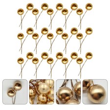 200pcs Christmas Golden Berry Picks Artificial Holly Berries for Wreath