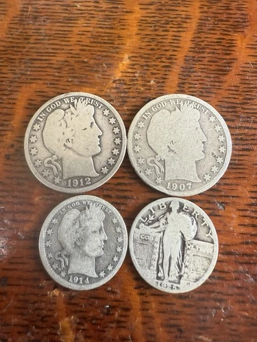 Silver 2 Barber Halves 2 Barber Quarters
