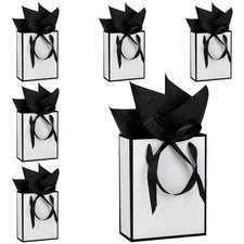 6 Pcs Thank You Gift Bags with Handles and Tissue Paper 9 x 7 x 3. 15 Elegant...