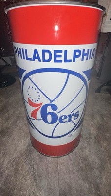 Vintage Philadelphia 76ers 1989 Metal Waste Trash Can