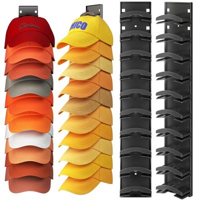 Hat Organizer Hold up to 20 Hats, 2 Pack Rack for Wall with Medium, Black 