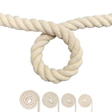 20mm x 16 feet Black Cotton Rope 3 Strand Twisted Macrame Cord Beige Color