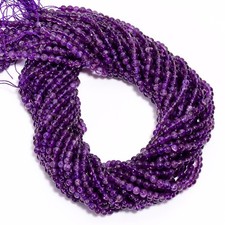 Natural Amethyst Gemstone Round Shape Smooth Beads 4X4.5 mm Strand 15" UGB620