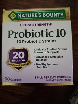 Nature's Bounty Ultra Strength Probiotic 10, 30 Capsules 20 Billion #1 Recommend