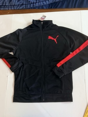 Puma Men's Contrast Zip-Front Track Black Red New With Tags Size Small
