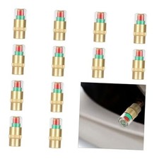 12PCS Car Tire Pressure Monitor Valve Stem Caps, 3-Color Eye Alert Valve Gold